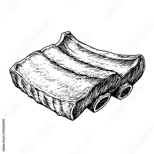 Engraved vector illustration of a piece of pottery with dual holes showcasing ancient craftsmanship and texture details