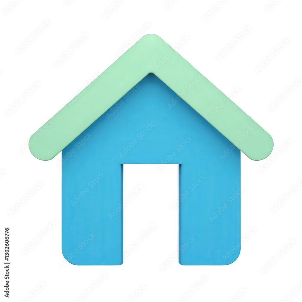 Cute Blue House Icon with Transparent Background Cute Blue House Icon with Transparent Background