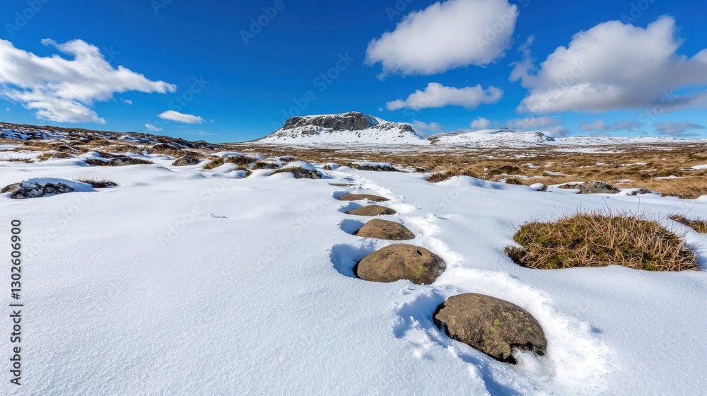 custom made wallpaper toronto digitalScenic Snowy Landscape with Rocky Path and Blue Sky in Winter