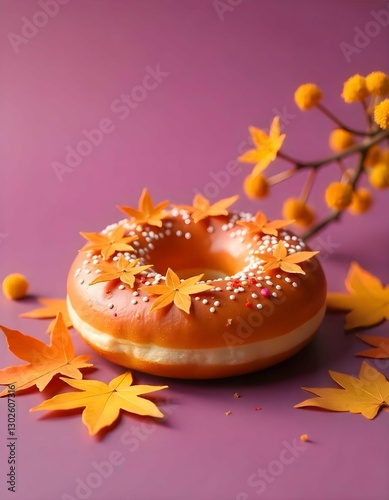  doughnuts crafted from vibrant maple leaves and goldenrod blossoms