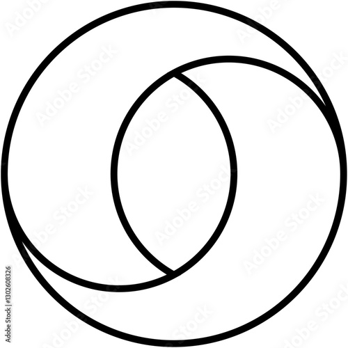 Abstract intertwined circles create a captivating visual, blending geometry and simplicity in graphic design style. Rounded and smooth lines.