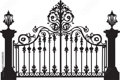 Wrought Iron Decorative Gates with Intricate Design