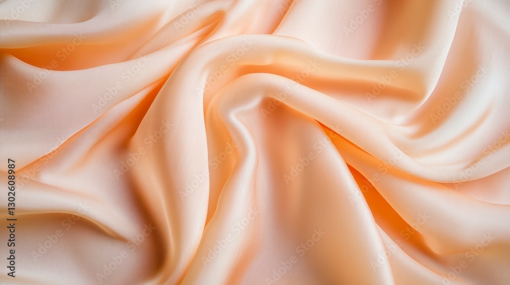 Fototapeta premium Peach Silk Waves: Panoramic Soft Fabric Texture 