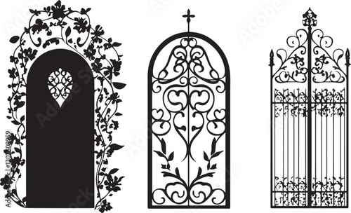 Wrought Iron Decorative Gates with Intricate Design
