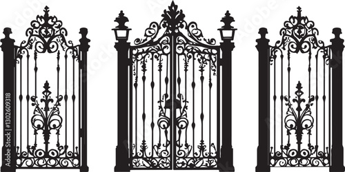 Wrought Iron Decorative Gates with Intricate Design