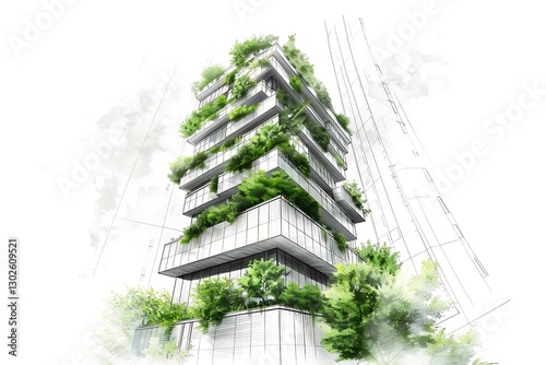 Modern Architectural Design of Green Building Surrounded by Nature