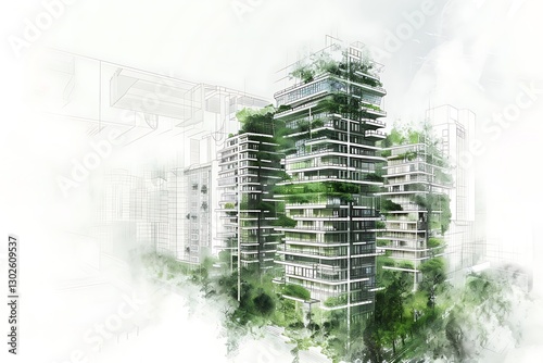 Modern Eco-Friendly Architecture Concept with Green Elements