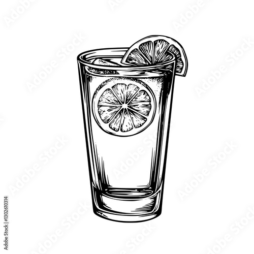 Refreshing drink served in a glass with lemon slices garnishing the top for a bright summer vibe