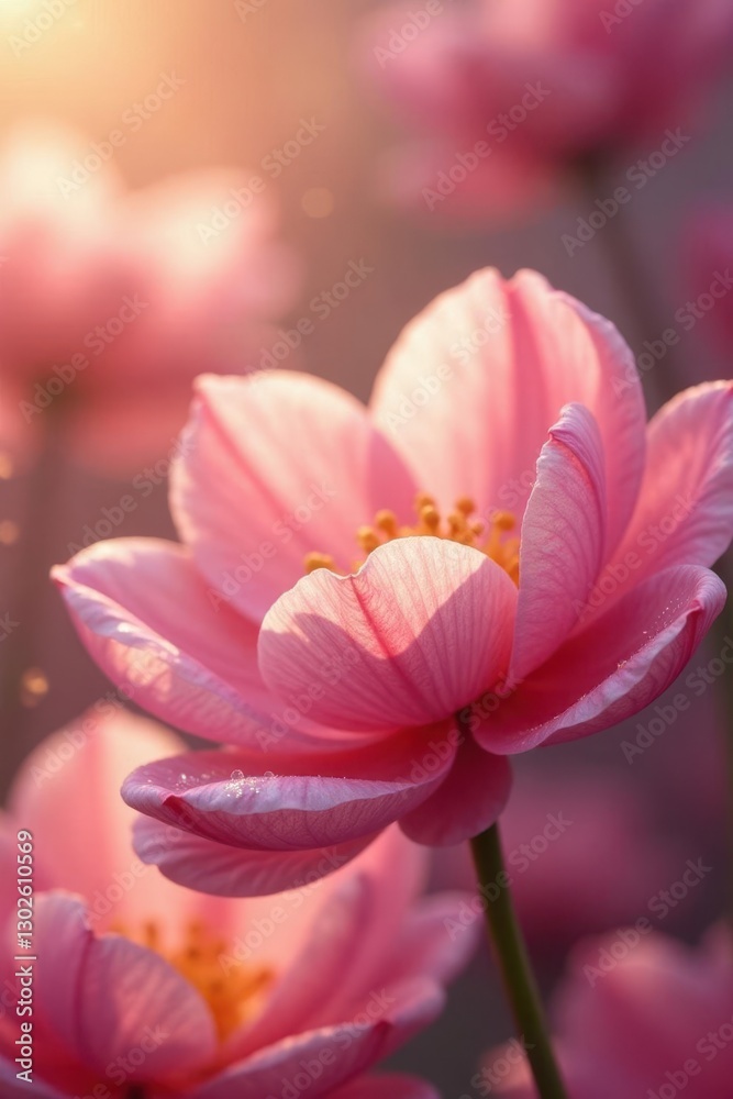 Sparkling golden dust settles on soft pink petals, pink, golden, petals Sparkling golden dust settles on soft pink petals, pink, golden, petals
