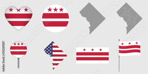 Washington DC State Flags and Maps Icon Pack.