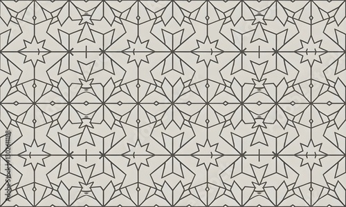 Intricate Brown and White Geometric Star Pattern. Elegant Geometric Star Design in Brown and White.