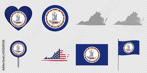 Virginia State Flags and Maps Icon Pack.