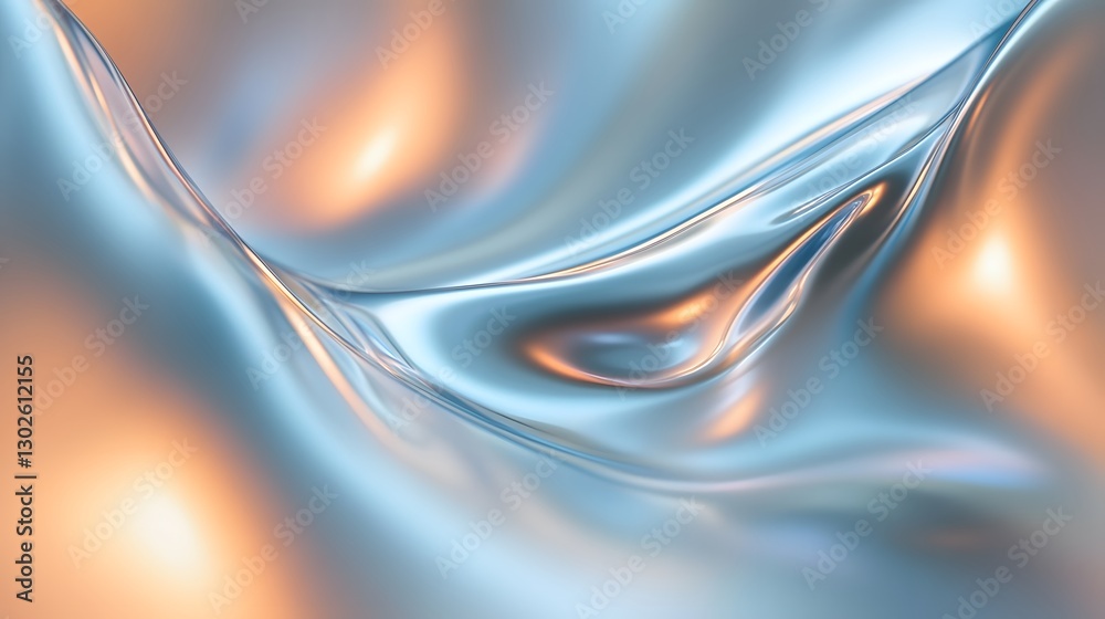 Obraz premium The image portrays flowing metallic liquid with an orange glow