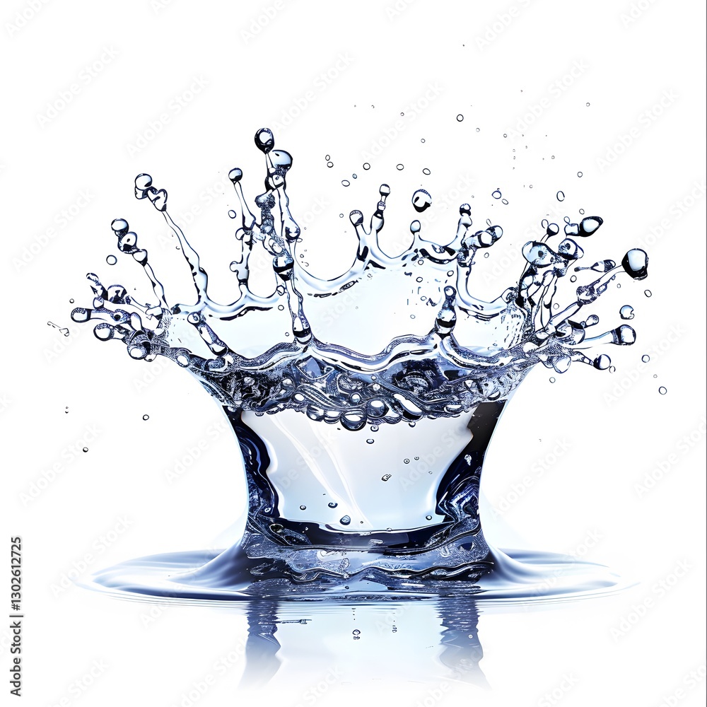 Water Splash with Droplets Isolated on White Background Water Splash with Droplets Isolated on White Background