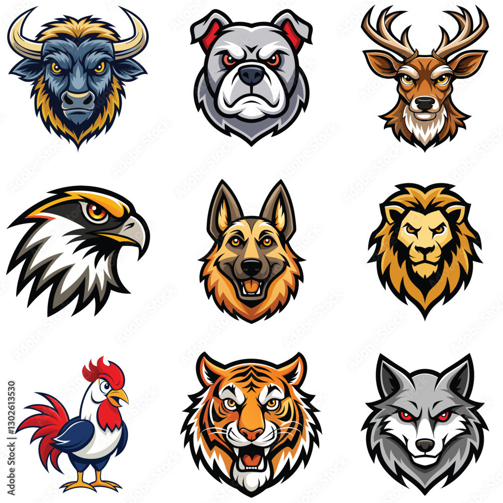 Fototapeta premium Set of Energetic and Playful Animal Mascot for Branding and Sports