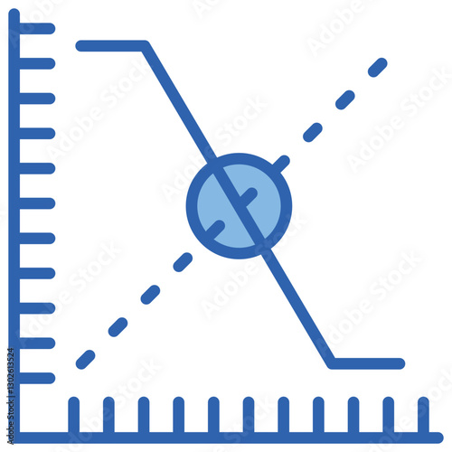 Break Even Point Blue White Icon