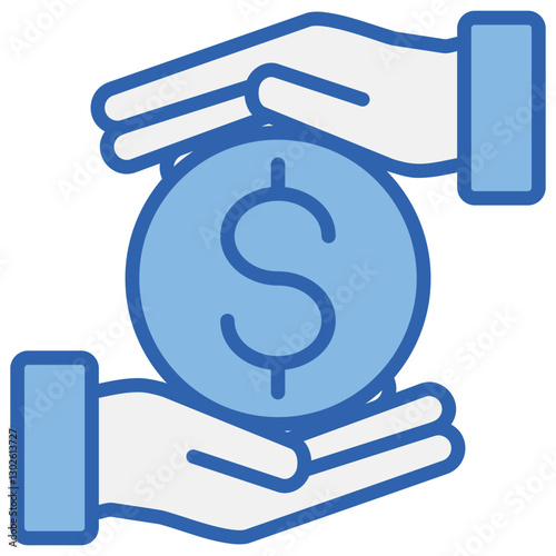 Direct Cost Blue White Icon
