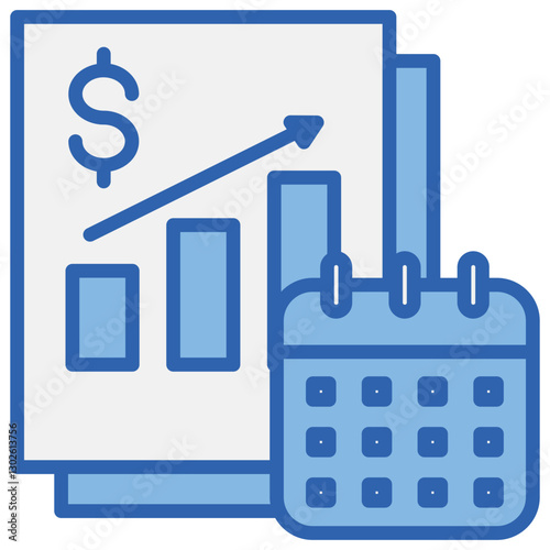 Financial Planning Blue White Icon