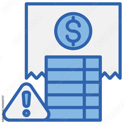 Cost Overrun Blue White Icon
