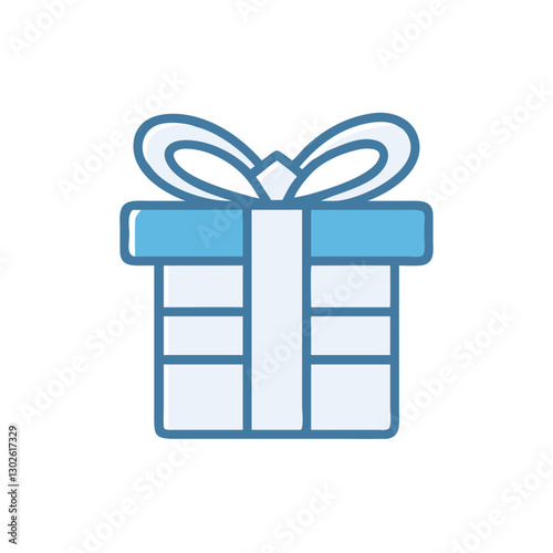 Light blue gift box icon with bow on transparent background
