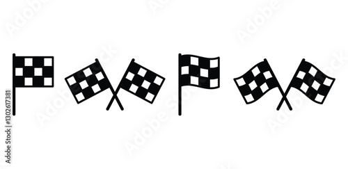 checkered racing flag icon vector design black white color illustration set