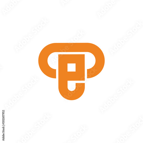 letter pu loop simple geometric logo vector