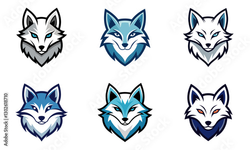 Arctic Fox head mascot logo design vector