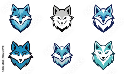 Arctic Fox head mascot logo design vector