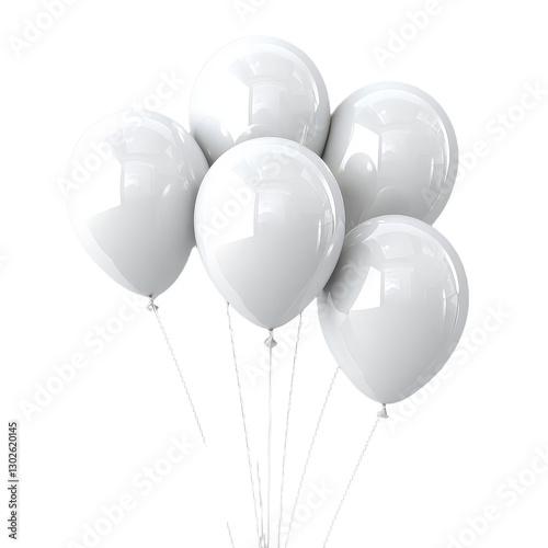 White Balloon isolated on transparent background, PNG