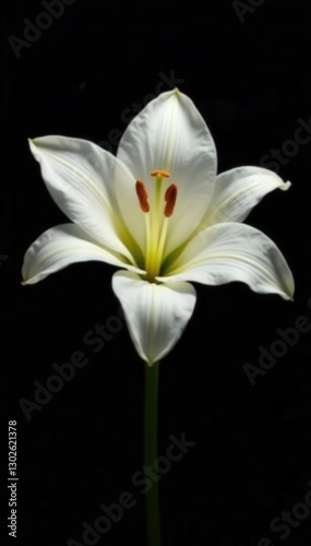 Single white lily against black, dramatic lighting, white, texture, visual