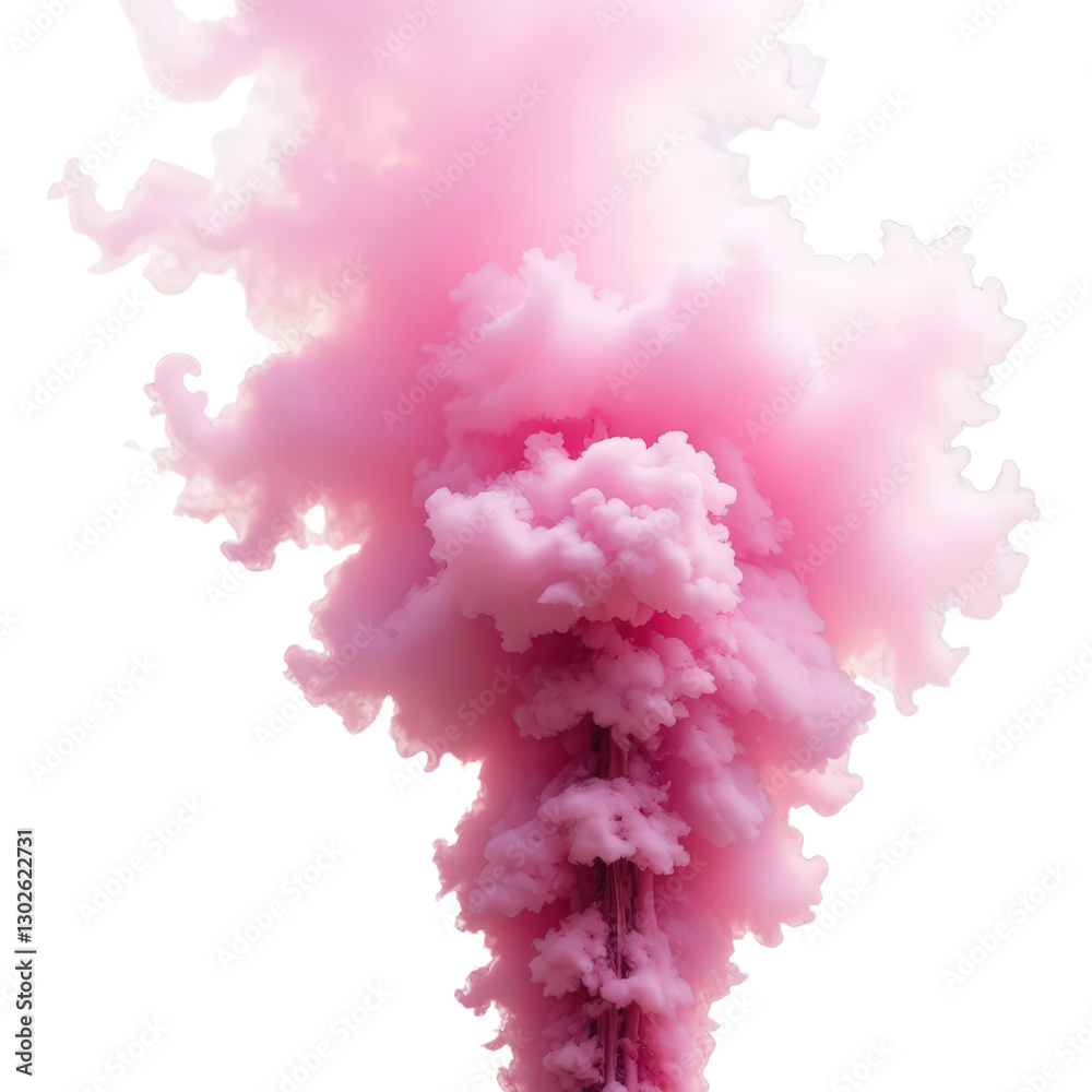 Fototapeta premium Pink smoke plume with transparent background