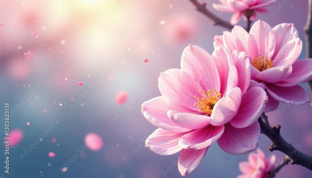 Fototapeta premium Swirling pastel blossoms, celestial bloom illusion, creative, wonder