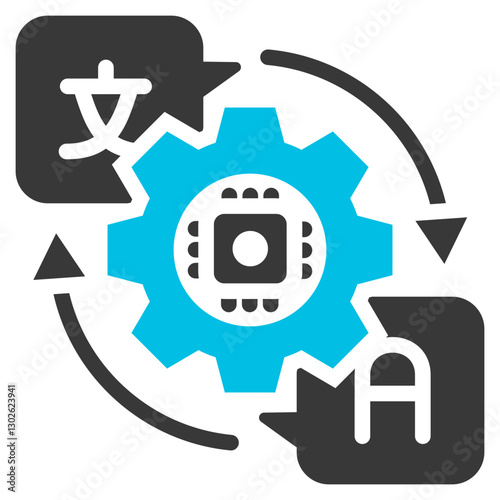 Machine Translation Glyph Blue Grey Icon