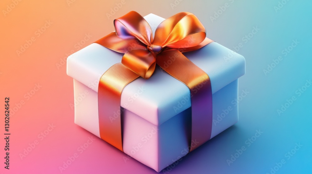 Obraz premium Festive gift box with orange ribbon perfect for celebrations.