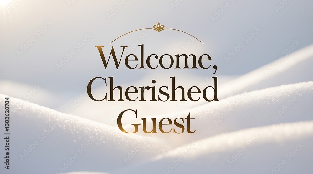 Fototapeta premium Warm greeting to guests in a snowy landscape with elegant typography