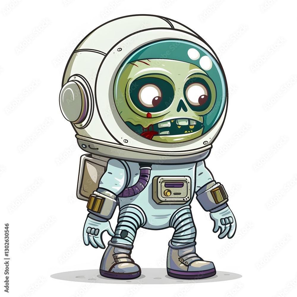Cartoon Zombie Astronaut Character in Space Suit with Helmet Cartoon Zombie Astronaut Character in Space Suit with Helmet