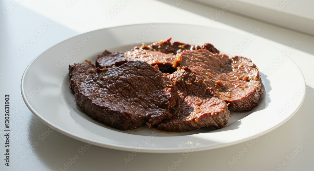 Pieces of fresh red meat neatly arranged in the freezer Pieces of fresh red meat neatly arranged in the freezer