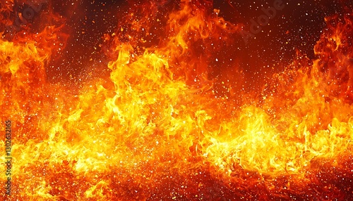 Fiery flames ablaze