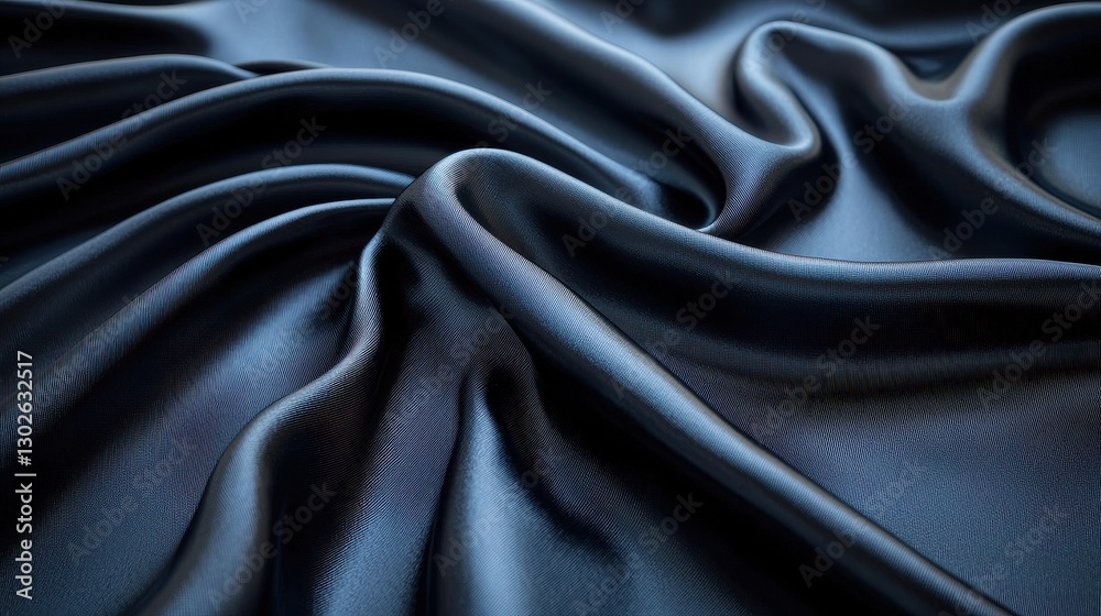 Fototapeta premium Elegant black fabric with soft folds showcasing rich texture and depth for various design applications