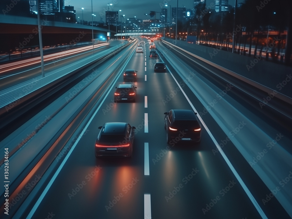 A futuristic depiction of AI-driven smart roads and highways, showcasing advanced transportation infrastructure. Features intelligent traffic management, autonomous vehicles, and IoT-powered road syst A futuristic depiction of AI-driven smart roads and highways, showcasing advanced transportation infrastructure. Features intelligent traffic management, autonomous vehicles, and IoT-powered road syst
