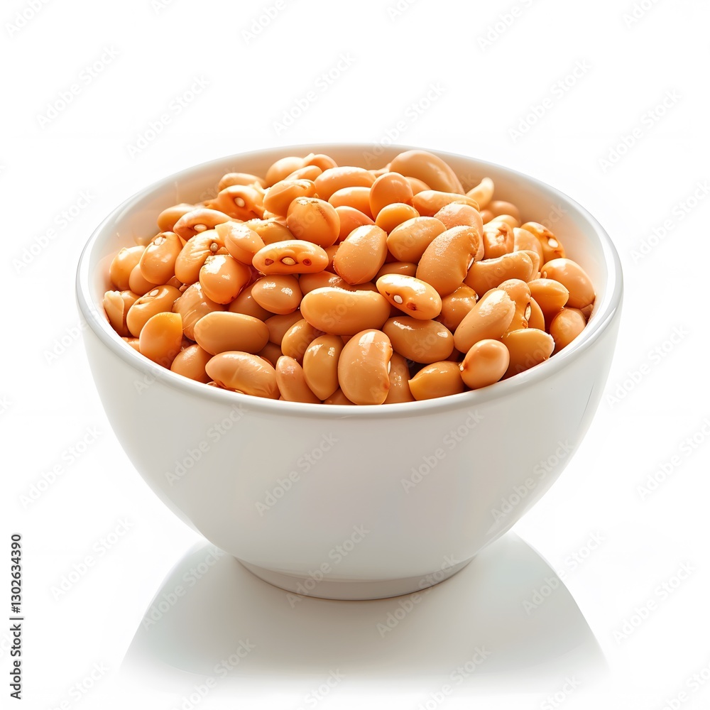 Freshly Shelled Raw Beige Beans in a Small White Bowl Freshly Shelled Raw Beige Beans in a Small White Bowl