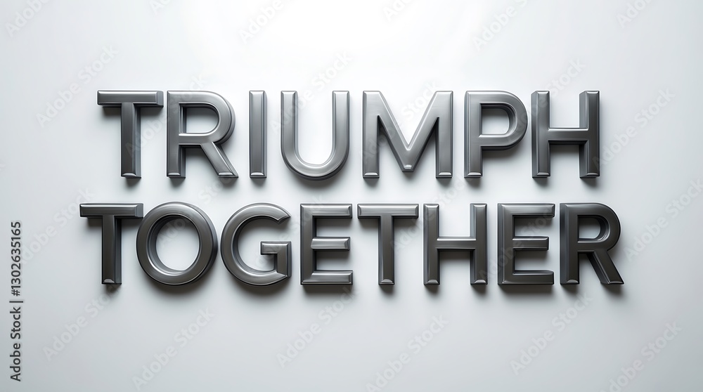 Triumph Together message in bold metallic typography on a light background Triumph Together message in bold metallic typography on a light background
