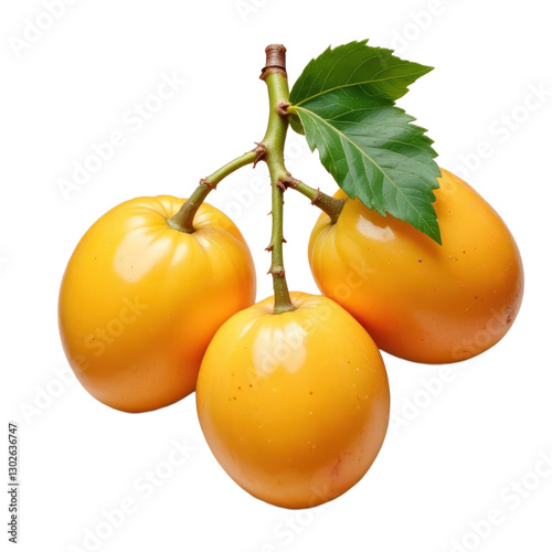 Yellow Imbu Fruit Branch with Leaf, transparent background