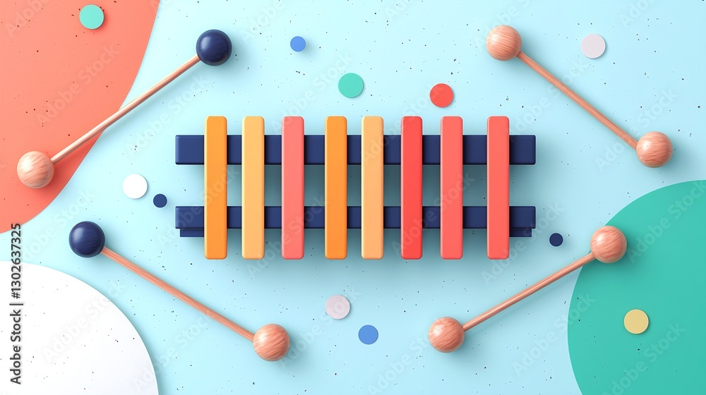 custom made wallpaper toronto digitalColorful Wooden Xylophone on Bright Playful Background