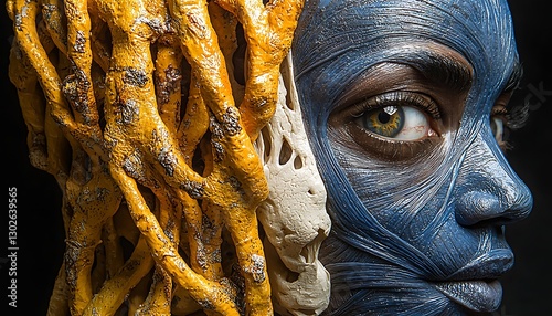 Painted Woman with Organic Headpiece
