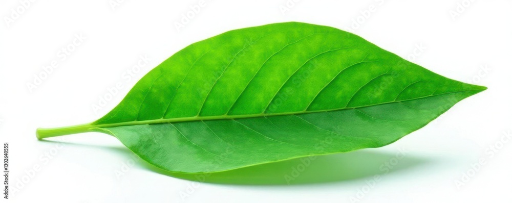 Obraz premium Large leaf isolated on white background with intricate veins, verdant, nature, isolated