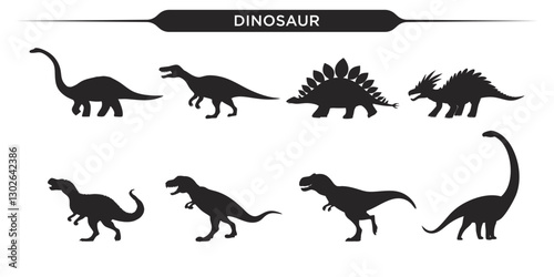 Vector illustration of various dinosaur silhouettes
