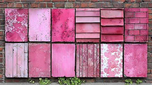 Pink Panels on Brick Wall