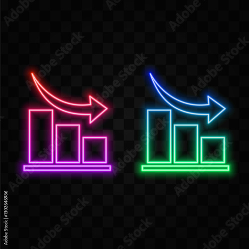 Neon Definer Graphic and Graphic Flat Design Icons Set Line Symbol Illustration Isolated