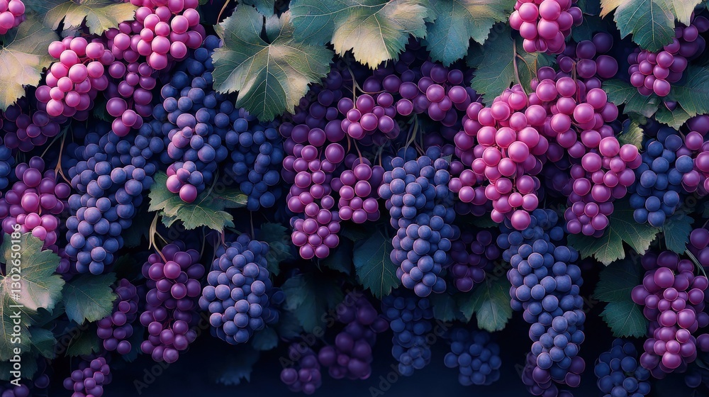 Grapes on flat surface texture map pattern background